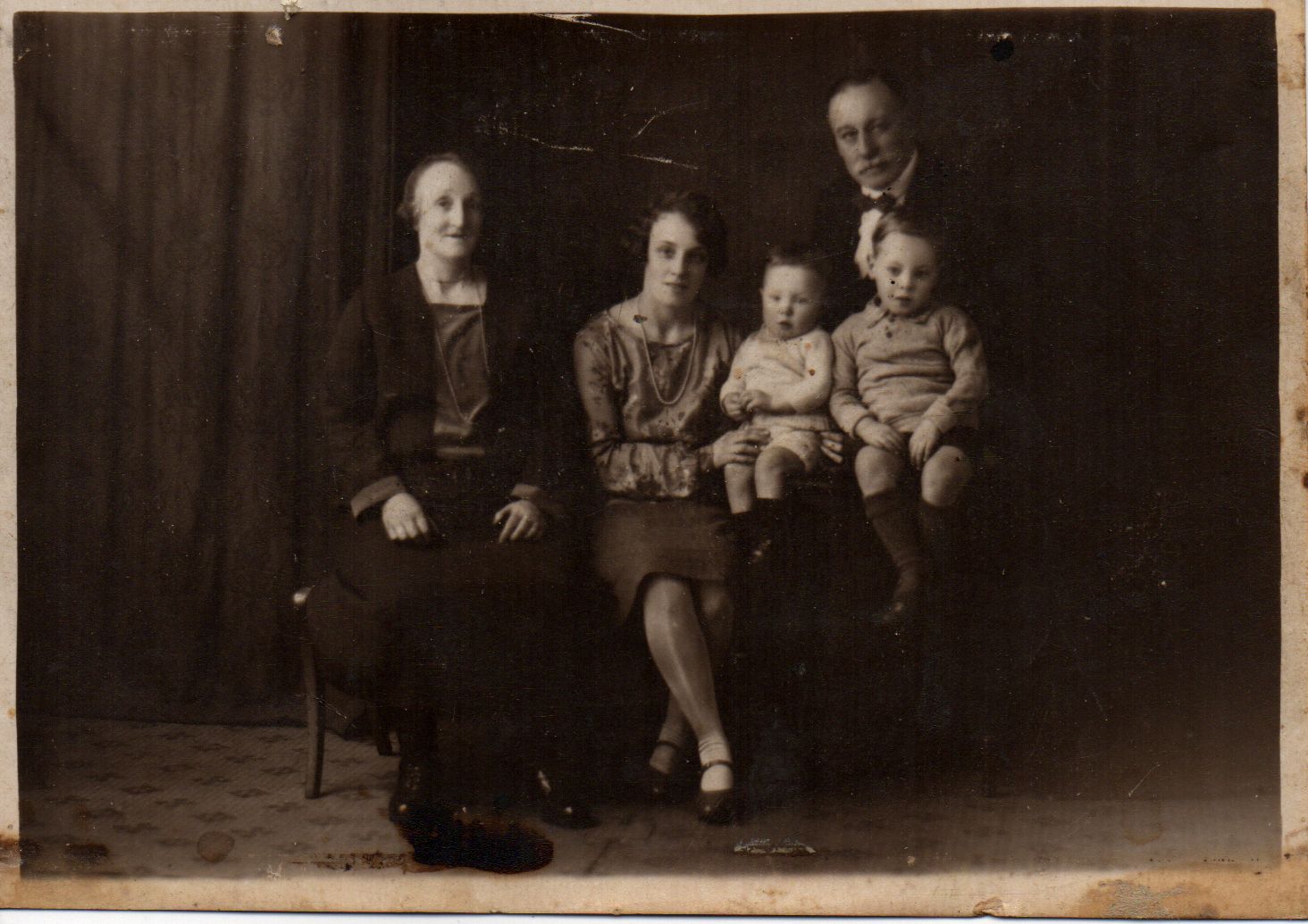 Nana Guy with her parents and sons c1927