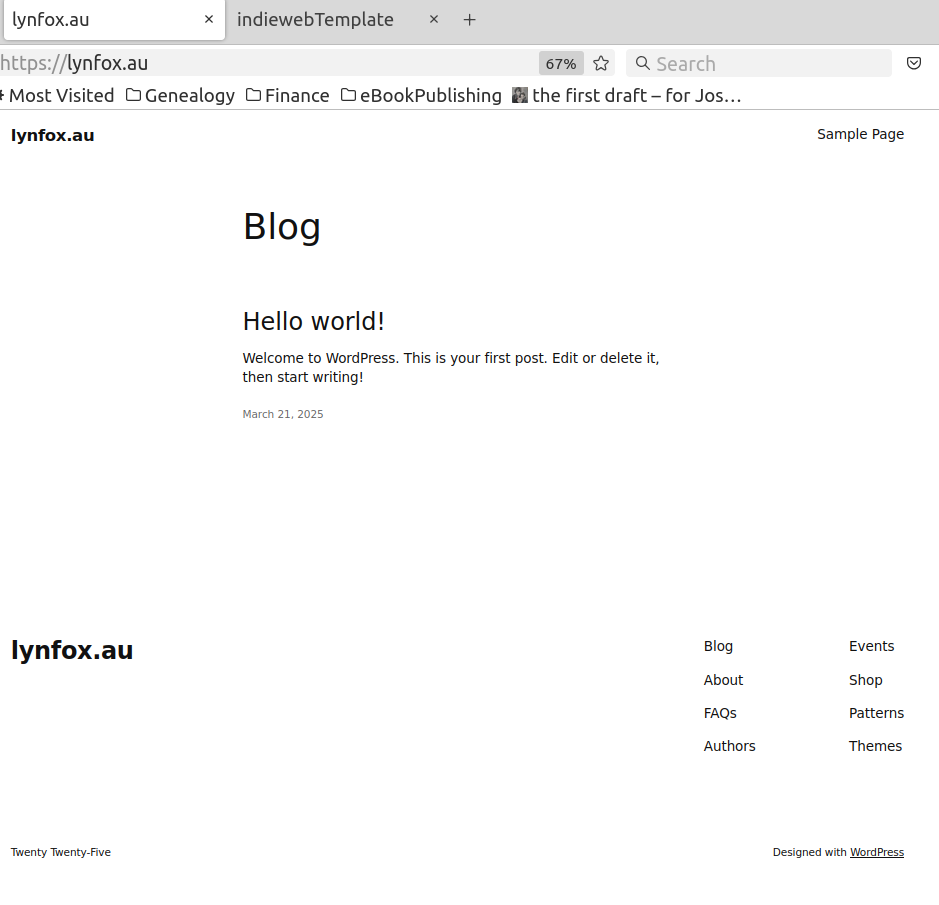 WordPress default index file